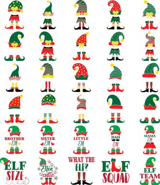 Bir çift Noel elfi. Beyaz arka planda izole edilmiş Noel elfi