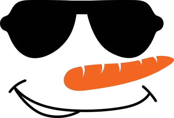 Schneemanngesicht Ikone. Lustiger Schneemann mit Brille große Augen, Karottennase — Stockvektor
