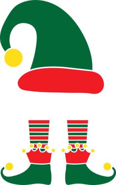 Noel elfi yeşil şapkası. Beyaz arka planda izole edilmiş Noel elfi