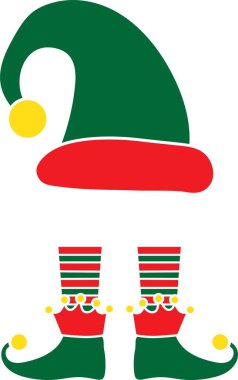 Christmas elf green hat. Christmas elf isolated on white background clipart