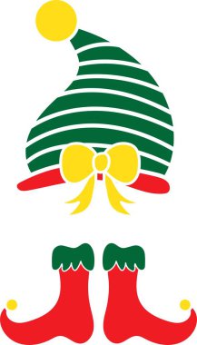 Noel elfi yeşil şapkası. Beyaz arka planda izole edilmiş Noel elfi