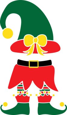 Noel elfi yeşil şapkası. Beyaz arka planda izole edilmiş Noel elfi