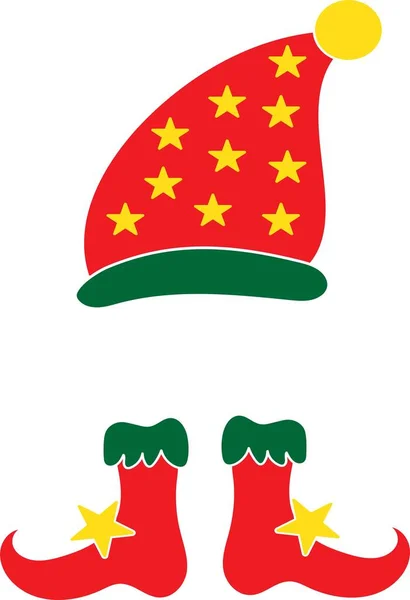 Sombrero rojo elfo de Navidad. Elfo de Navidad aislado sobre fondo blanco — Archivo Imágenes Vectoriales