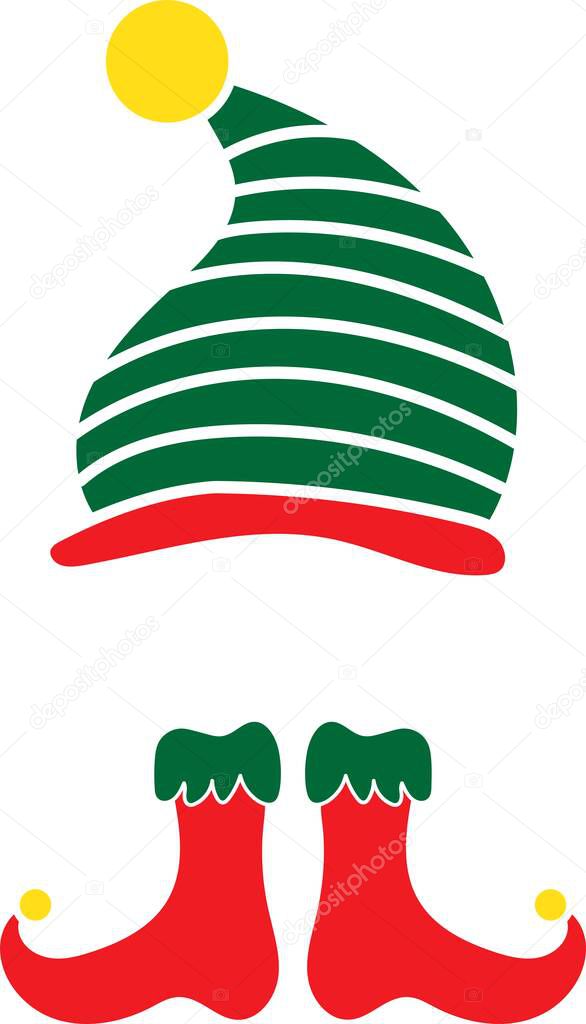 Christmas elf green hat. Christmas elf isolated on white background