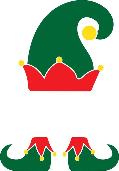 Sombrero verde elfo de Navidad. Elfo de Navidad aislado sobre fondo blanco — Vector de stock