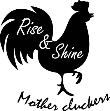 Beyaz arka planda Rise Shine. Çiftlik Vektörü illüstrasyonu