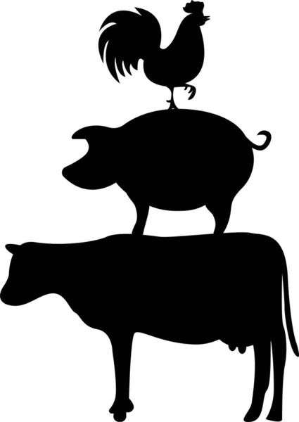 Animais em fundo branco. Ilustração do Vetor Agrícola —  Vetores de Stock