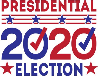 Beyaz arka planda 2020 başkanlık seçimi izole edildi. Vektör illüstrasyonu