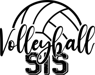 Voleybol kız kardeşi beyaz arka planda izole edildi. Vektör illüstrasyonu