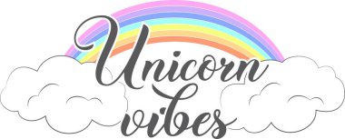 Beyaz arka planda izole edilmiş tek boynuzlu at titreşimleri. Vektör illüstrasyonu