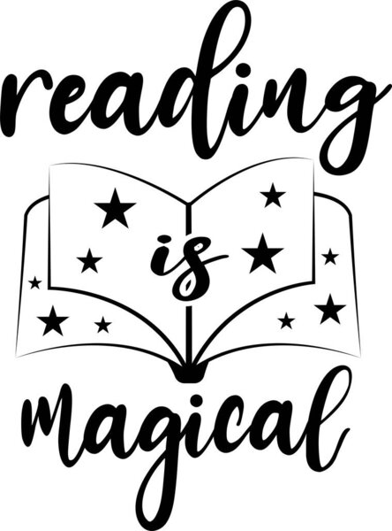 Reading is magical isolated on the white background. Vector illustration