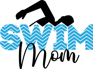 Yüzen anne beyaz arka planda izole edilmiş. Vektör illüstrasyonu