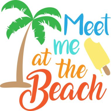 Beyaz arka plandaki kumsalda buluşalım. Vektör illüstrasyonu