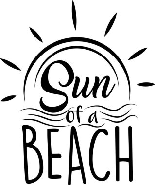 Beyaz arka planda bir plajın güneşi. Vektör illüstrasyonu