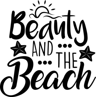 Beyaz arka planda güzellik ve plaj. Vektör illüstrasyonu