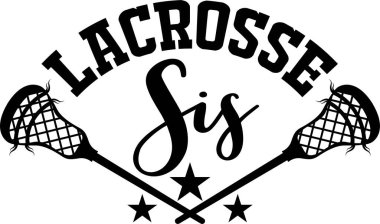 Beyaz arka planda lakros kız kardeşi var. Vektör illüstrasyonu