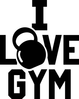 Beyaz arka planda beden eğitimine bayılıyorum. Vektör illüstrasyonu