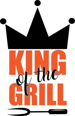 Beyaz arka planda ızgaranın kralı. Vektör illüstrasyonu