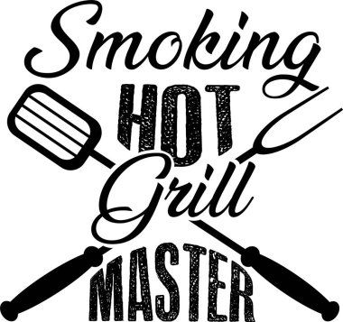 Beyaz arka planda ateşli ızgara ustası. Vektör illüstrasyonu