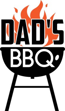 Beyaz arka planda babamın barbekü partisi var. Vektör illüstrasyonu