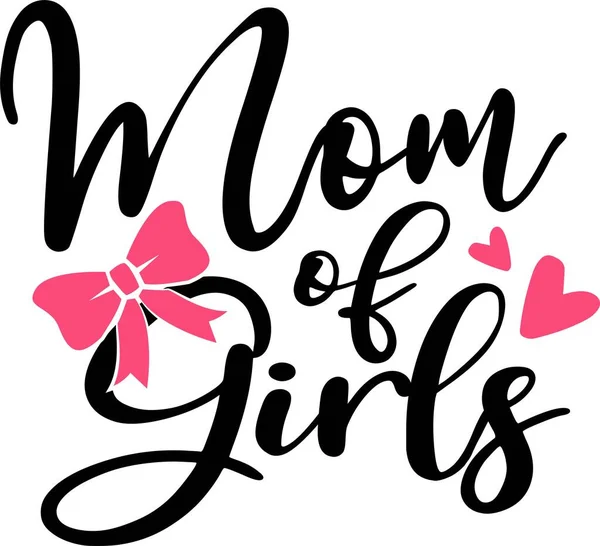 Beyaz arka plandaki kızların annesi. Vektör illüstrasyonu