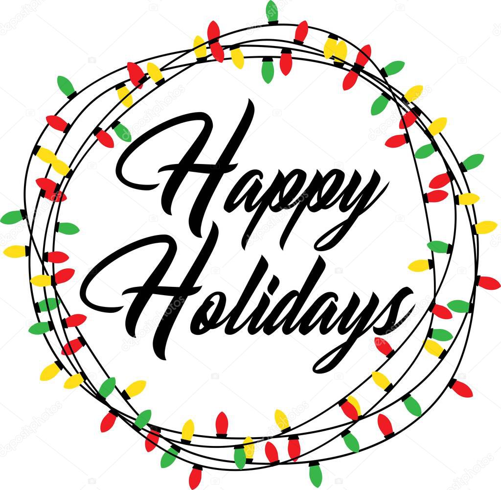 Happy Holidays on the white background. Vector illustration