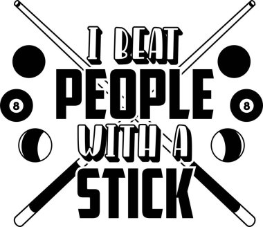 Beyaz arka planda sopayla insanları döverim. Vektör illüstrasyonu