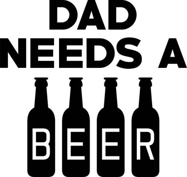 Babamın beyaz arka planda biraya ihtiyacı var. Vektör illüstrasyonu