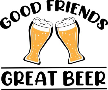 İyi arkadaşlar. Beyaz arka planda harika bira. Vektör illüstrasyonu