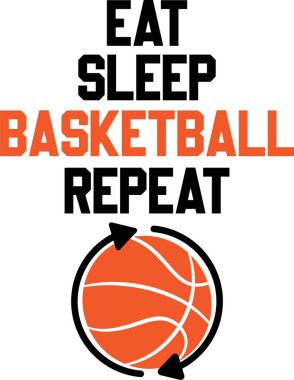 Beyaz arka planda uyku basketbolunu tekrar et. Vektör illüstrasyonu