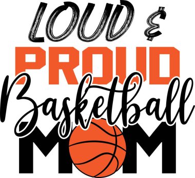 Beyaz arka planda gürültülü gururlu basketbol annesi. Vektör illüstrasyonu