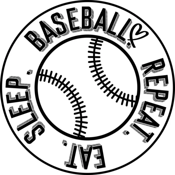З'їсти Сплячий бейсбол Повторити на білому тлі. Векторні ілюстрації — стоковий вектор