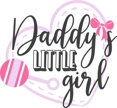 Babasının küçük kızı beyaz arka planda. Vektör illüstrasyonu