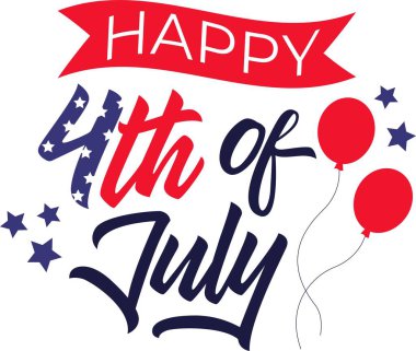 Beyaz arka planda 4 Temmuz kutlu olsun. Vektör illüstrasyonu