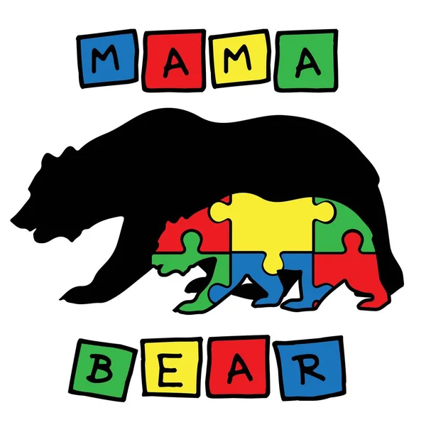 Η μαμά αρκούδα στο λευκό φόντο. Εικονογράφηση διανύσματος — Διανυσματικό Αρχείο