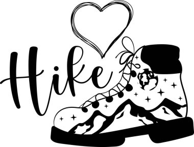 Vector illustration. Modern brush lettering of Hike. Inspirational quote, motivation.