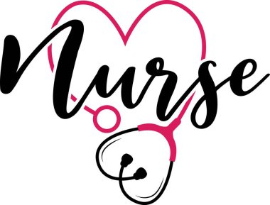 Hemşire Lettering. Mürekkep çizimi. Modern fırça kaligrafisi. Beyaz arkaplanda izole