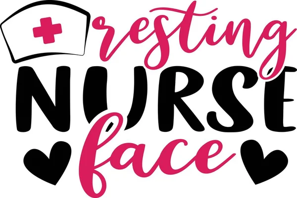 Rustende verpleegster gezicht logo teken inspirerende citaten — Stockvector
