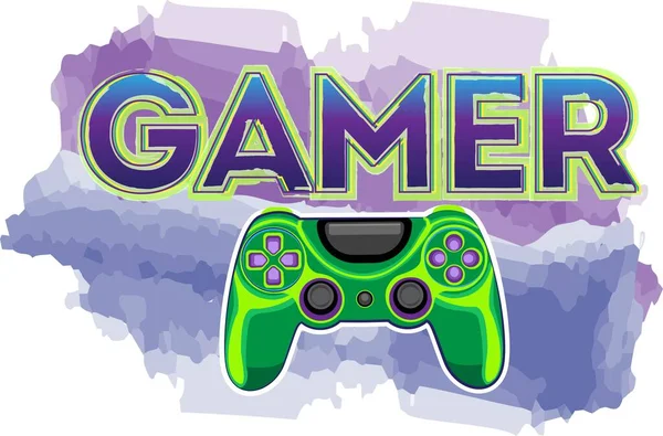 Gamer mensagem em estilo cartoon. Joystick sublimação —  Vetores de Stock