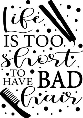 Hayat kötü saçlar için çok kısa El çizimi vektör çizimi.