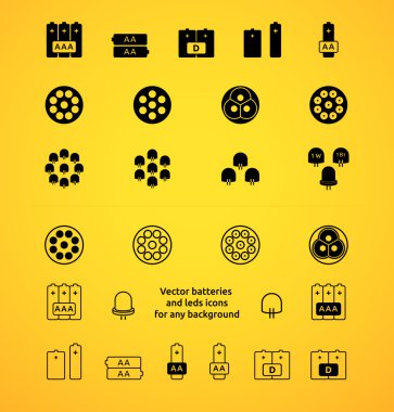Vektör pil ve LED Icons set