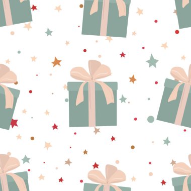 Pastel renkli çiçekli hediye kutularının deseni. vektör illüstrasyonu