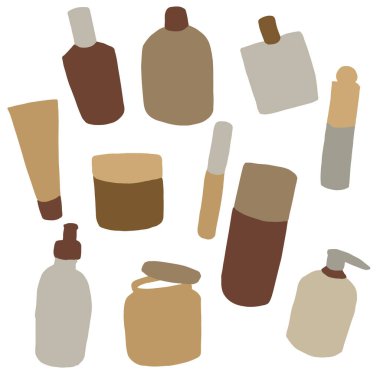 Düz stil kozmetik vektör kümesi.