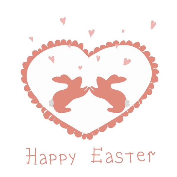 Lapin Valentin couple lapin en amour vectoriel illustration.carte postale pour Pâques, Saint Valentin, mariage — Image vectorielle