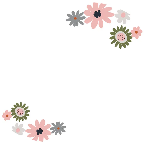 Blumen rahmen Vorlage ein. Vektorillustration. — Stockvektor