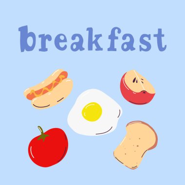 Kahvaltı için vektör seti. Sağlıklı beslenme.