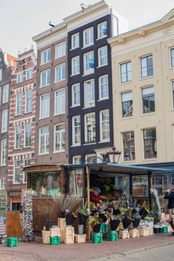 Amsterdam kanal evleri ve sudaki yansımaları