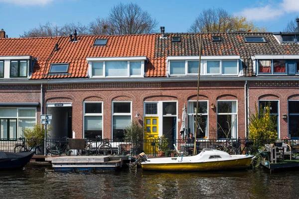 Casas Barcos Del Canal Los Países Bajos — Foto de Stock