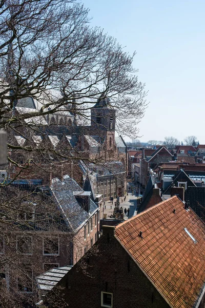 Edifícios Antigos Casas Canal Leiden — Fotografia de Stock