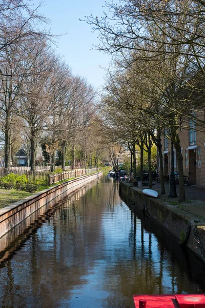 Case Sul Canale Barche Nei Paesi Bassi — Foto Stock